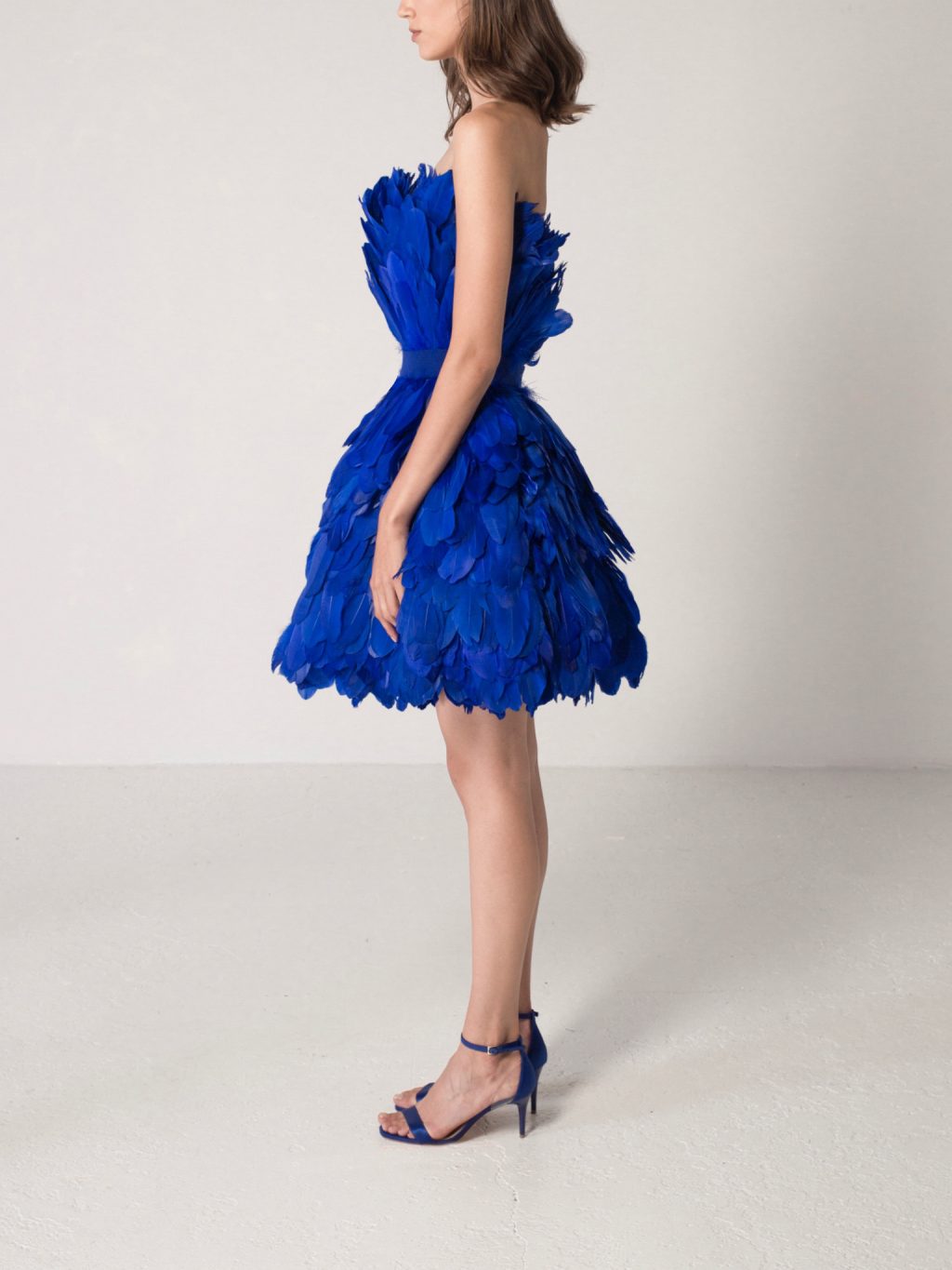 Sleeveless Feathered Mini Dress