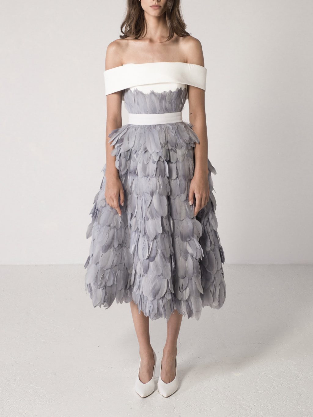 Feathered Full Circle Midi Skirt