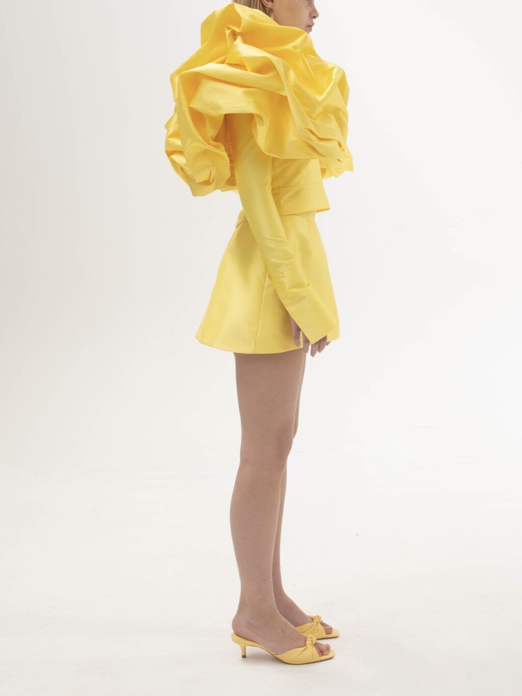 Dress With Dramatic Shoulder Details In Yellow