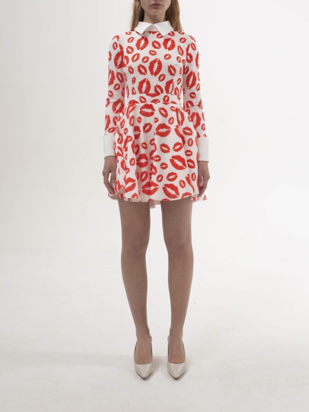 Red Lip Print Full Circle Mini Dress