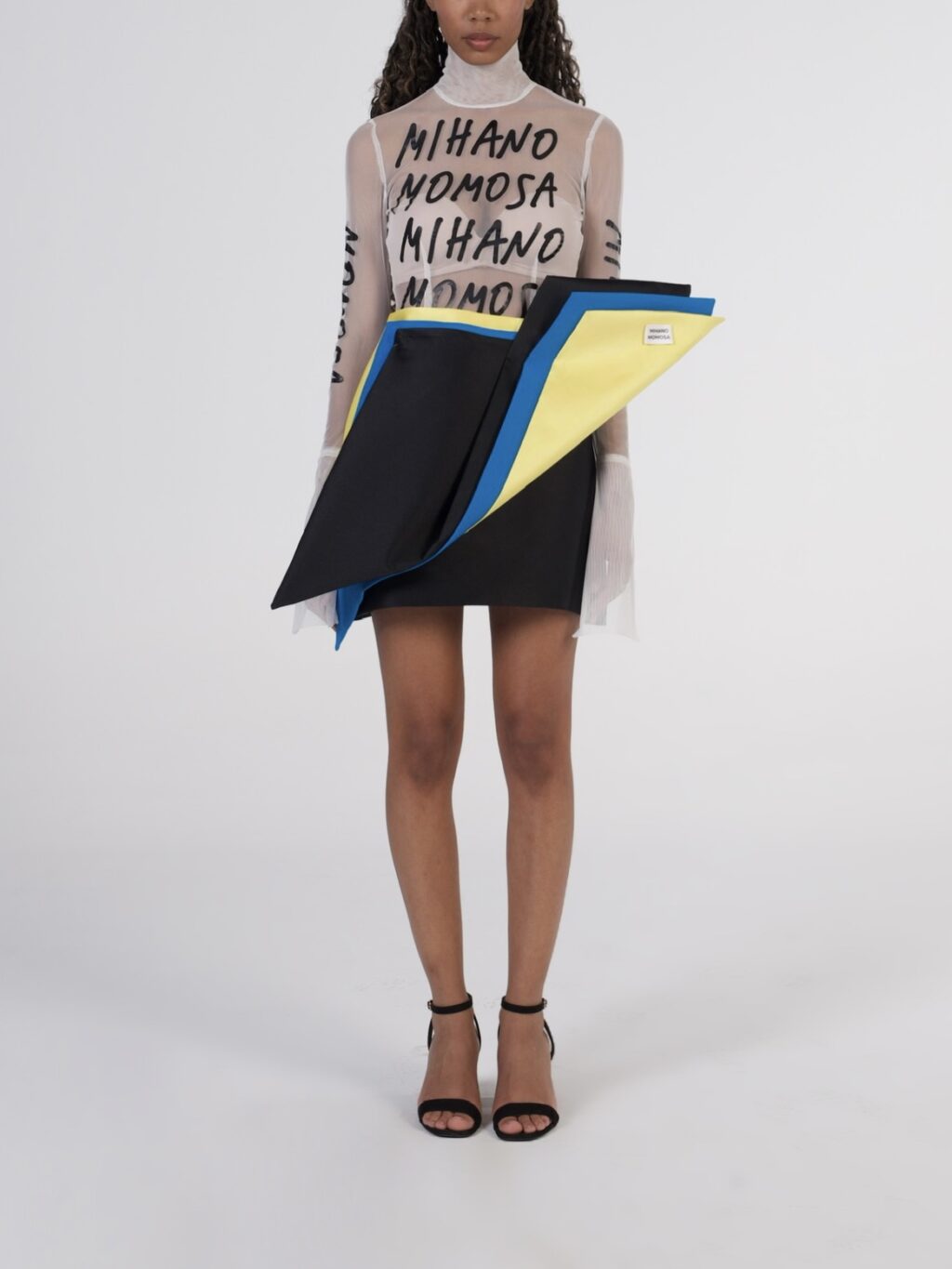 Mini Skirt With Triangle Detail In Yellow and Blue