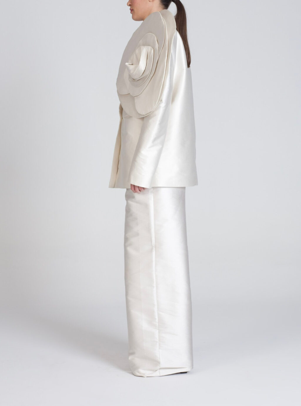 Oversized Jacket With Flower Detail In White