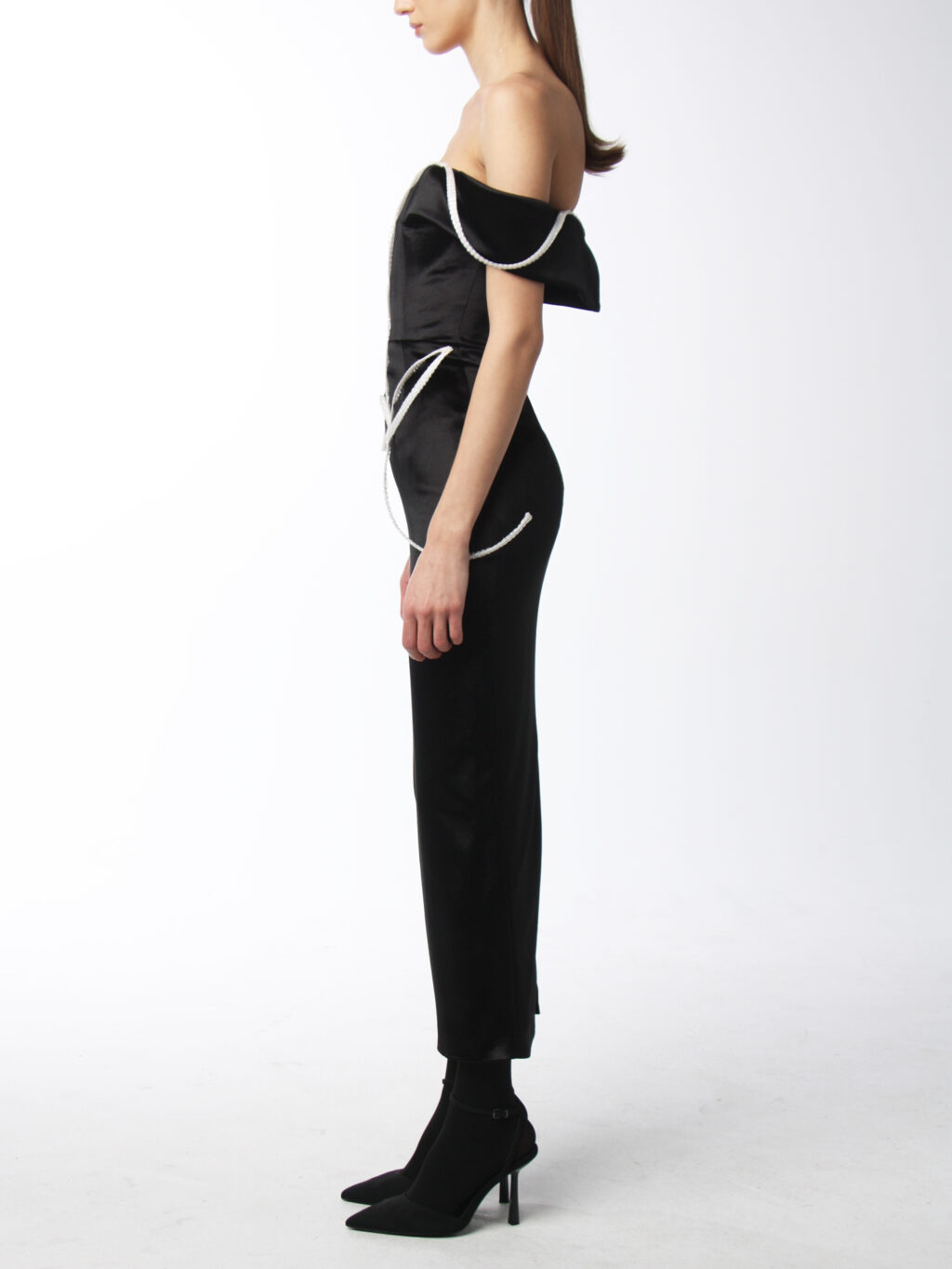 Midi Black Dress With Branch Detail