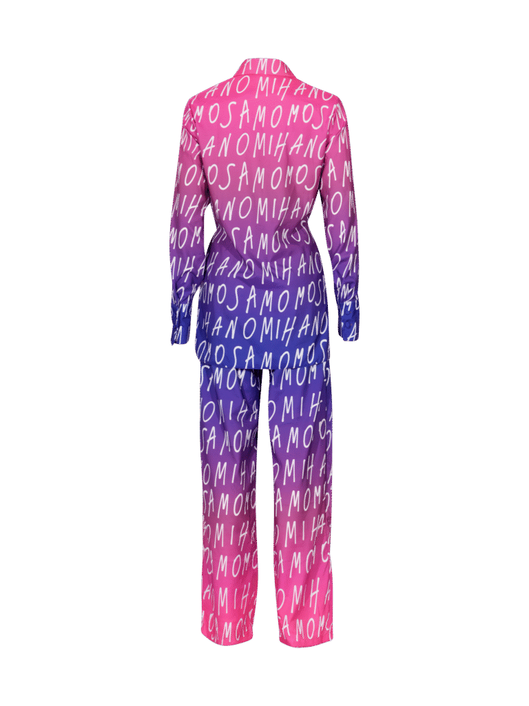 print woman's shirt blue fuchsia