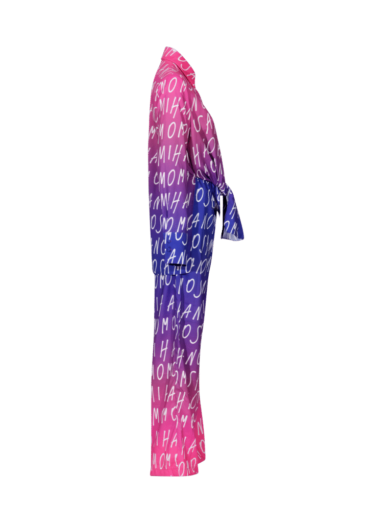 print woman's shirt blue fuchsia